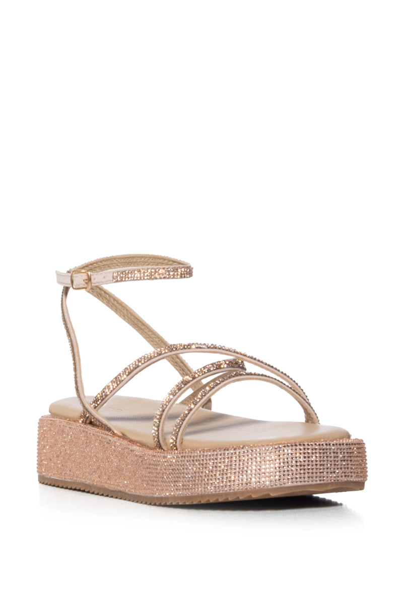 AZALEA WANG DRUSILLA GOLD RHINESTONE SANDAL