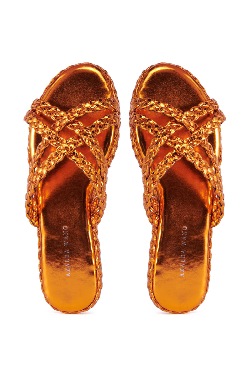 AZALEA WANG AMMON ORANGE METALLIC BRAIDED SANDAL