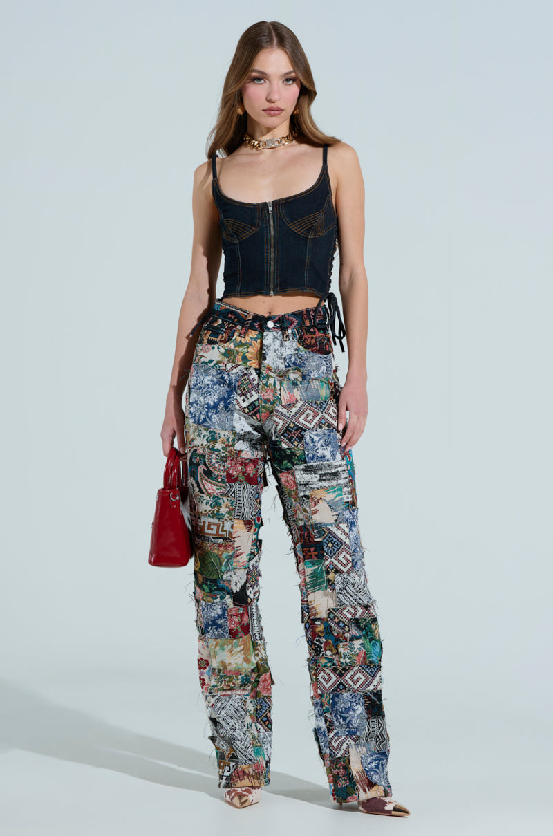 ODESSA RELAXED FIT PATCHWORK PANTS