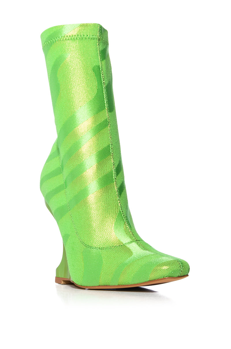 AZALEA WANG GIULETTE LIME NOVELTY HEEL BOOTIE