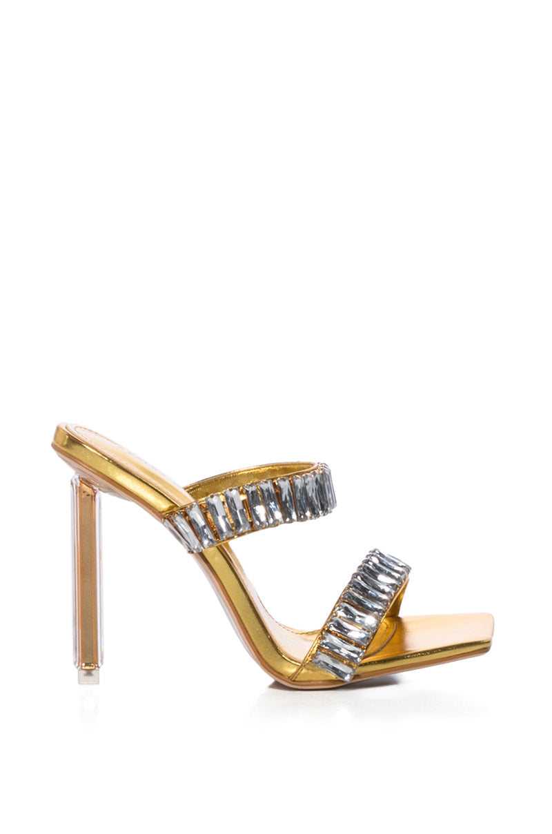 AZALEA WANG HURLEY EMBELLISHED STILETTO SANDAL IN GOLD