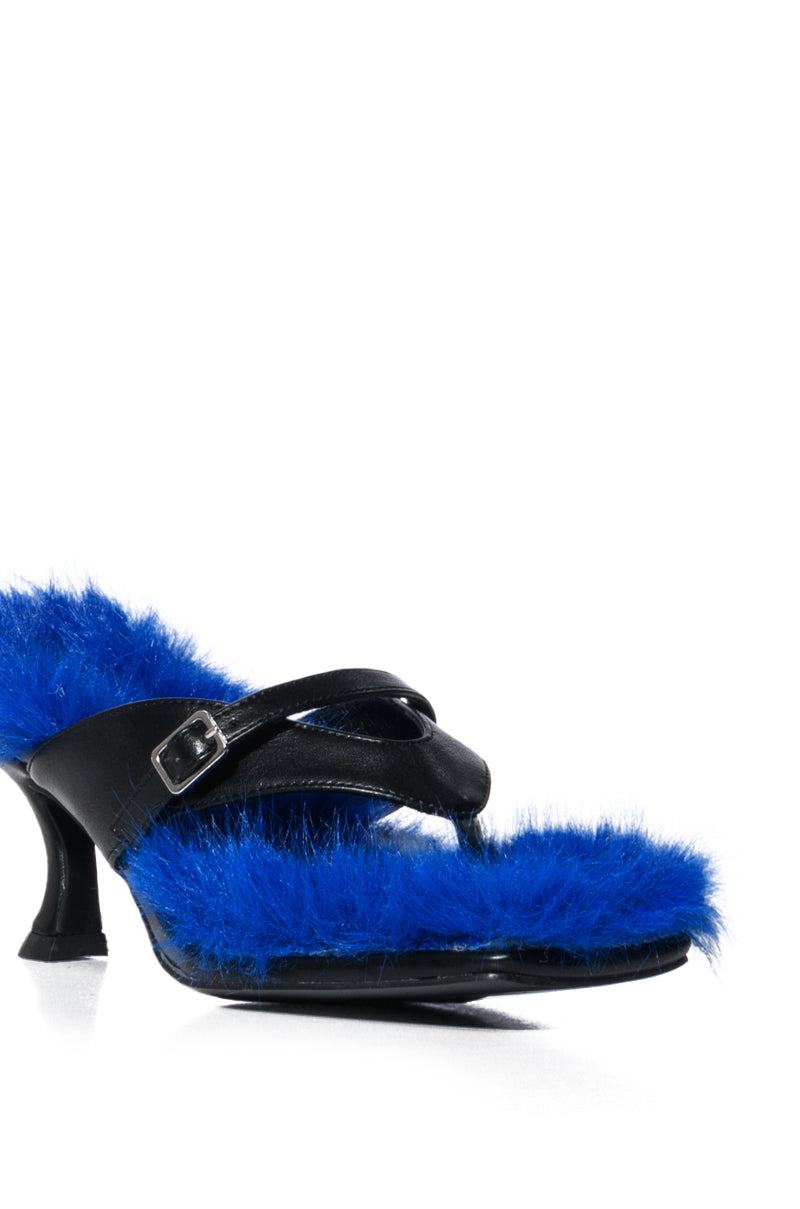 AZALEA WANG SWEETTART BLUE FURRY SANDAL