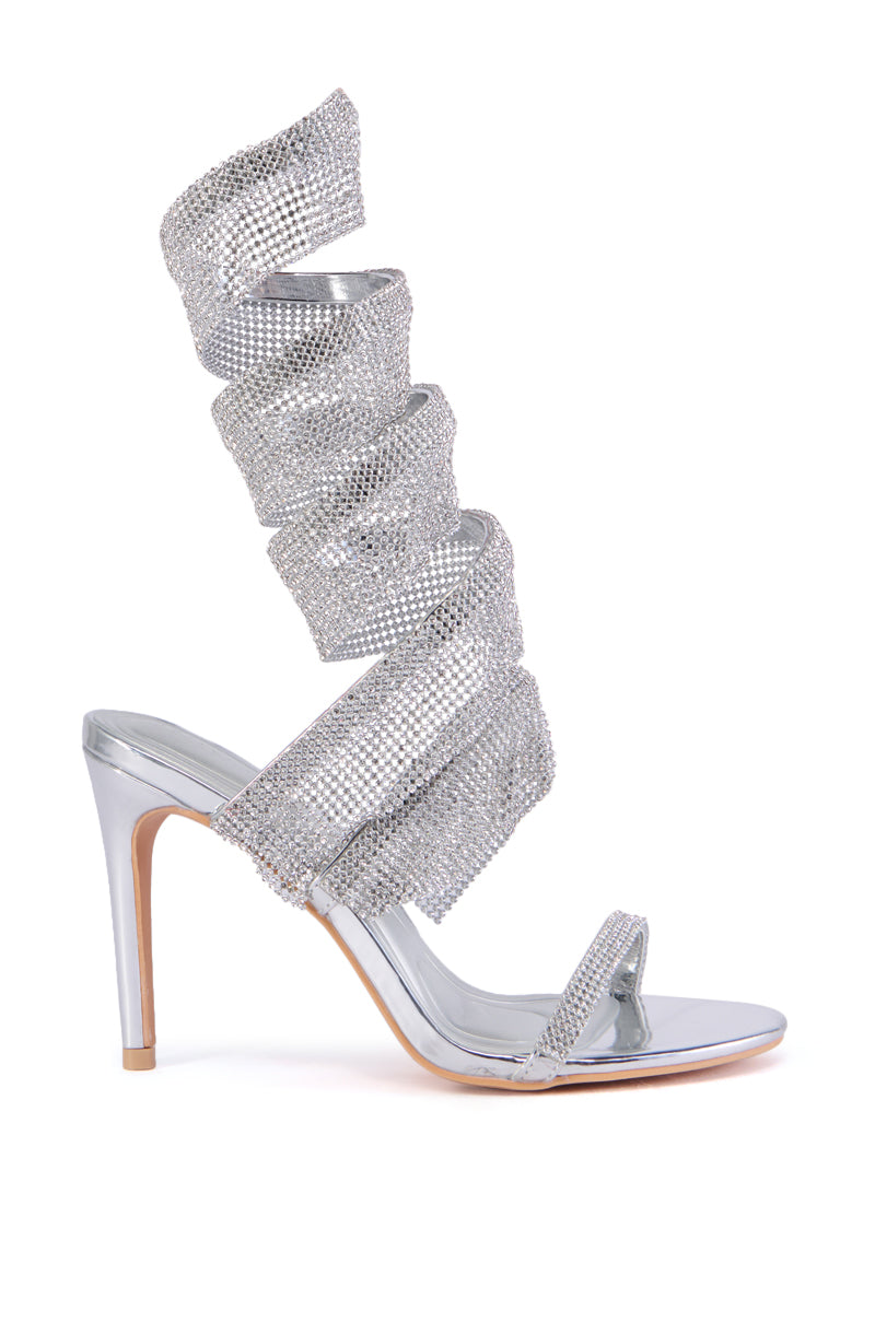 AZALEA WANG OCTAVIO SILVER CHAINMAIL COIL SANDAL