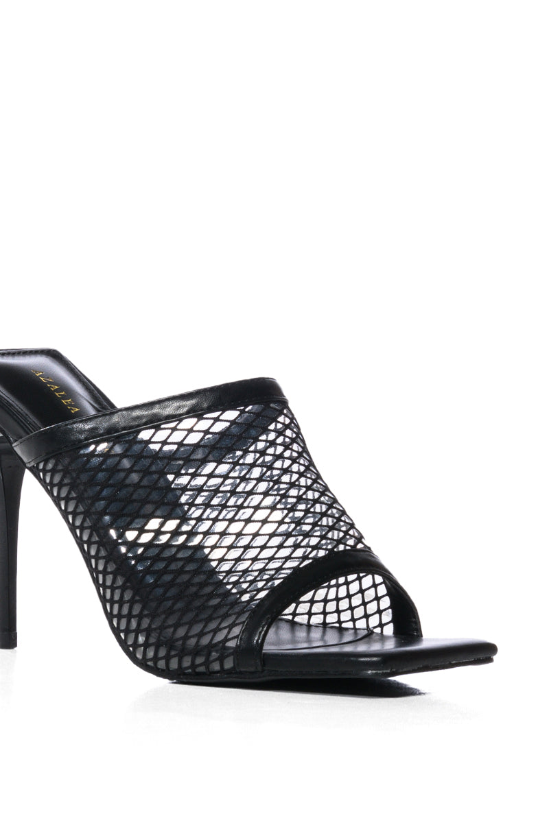 AZALEA WANG CLAUDIA MESH STILETTO SANDAL IN BLACK