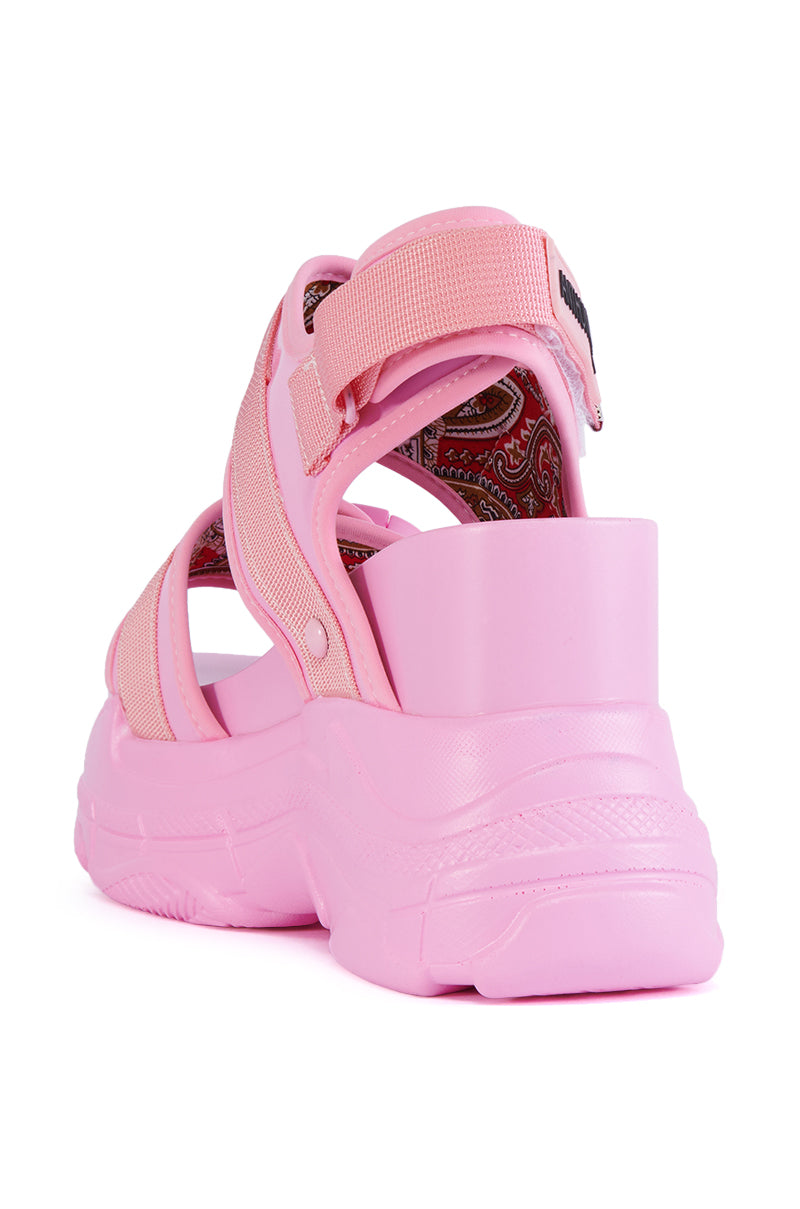 PEACH HIGH FLATFORM SNEAKER SANDAL IN PINK