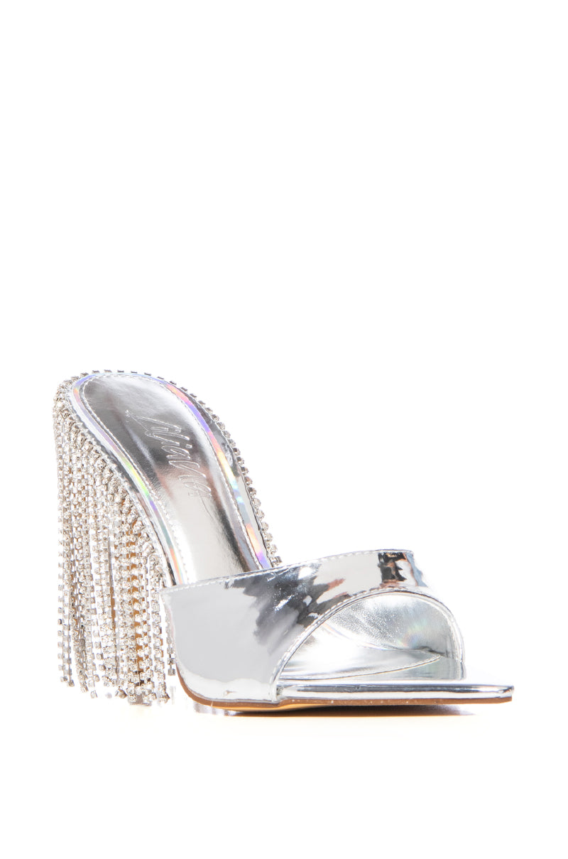 LAURENT SILVER DIAMOND DRIP HEEL SANDAL