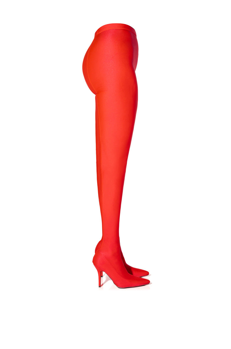 AZALEA WANG STAR STRETCH STILETTO PANT BOOT IN RED