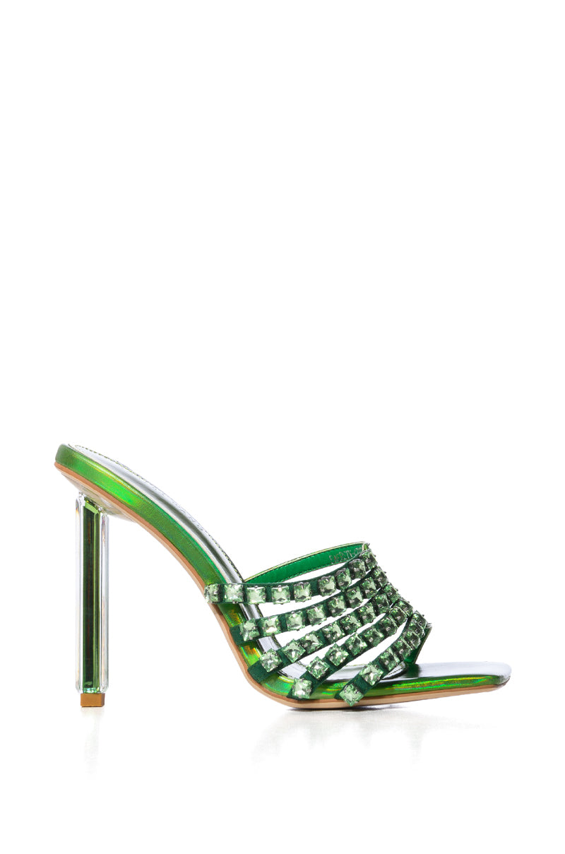 AZALEA WANG EMERSYN GREEN CRYSTAL SANDAL