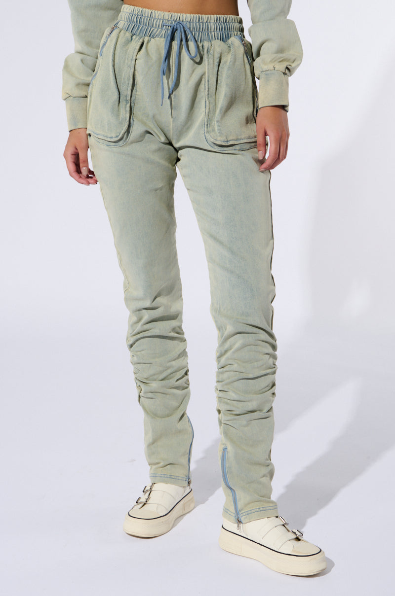 SOCIAL STATUS FLARE LEG DENIM JOGGER