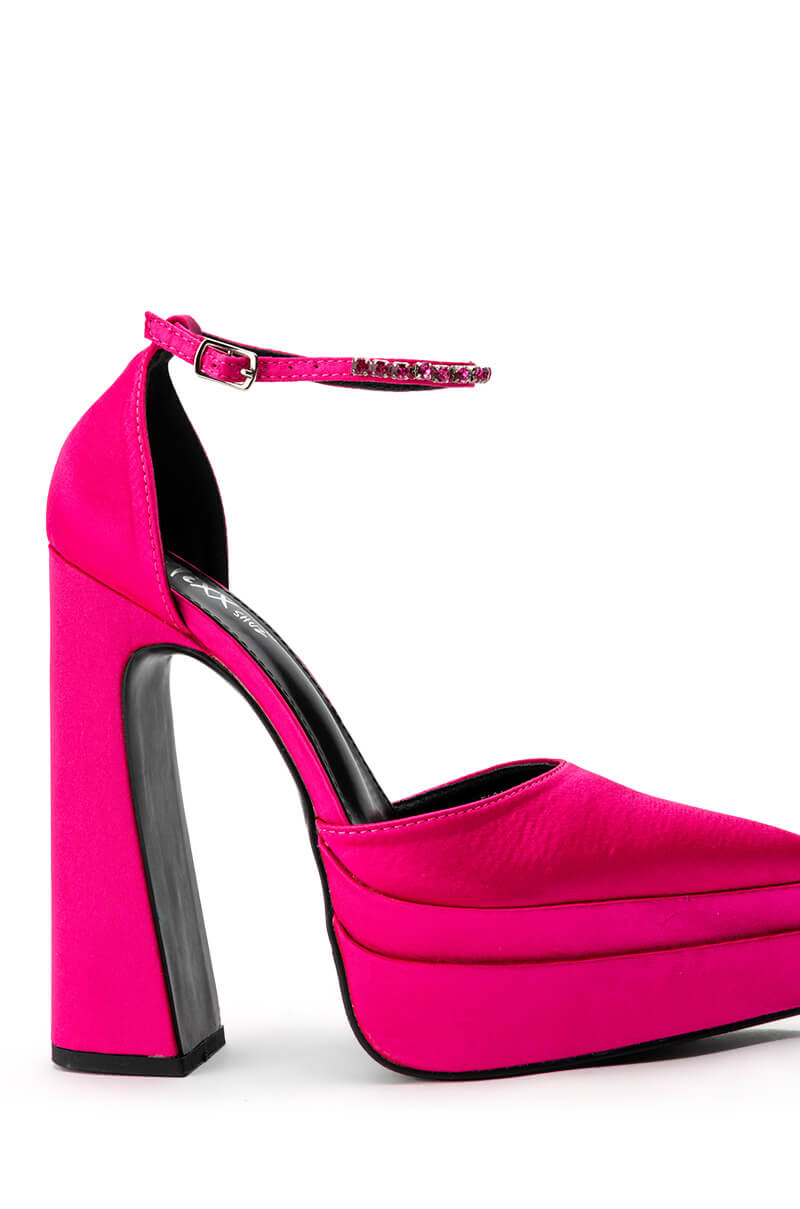 PINK CHUNKY PUMP WITH ANKLE STRAP