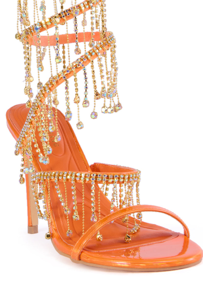 AZALEA WANG ELKE ORANGE COIL DIAMOND DRIP SANDAL