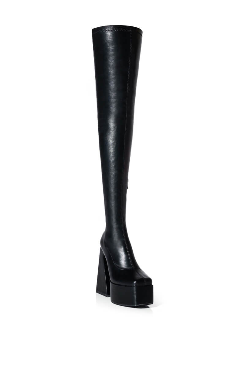 AZALEA WANG KIMBERLY THIGH HIGH BOOT IN BLACK