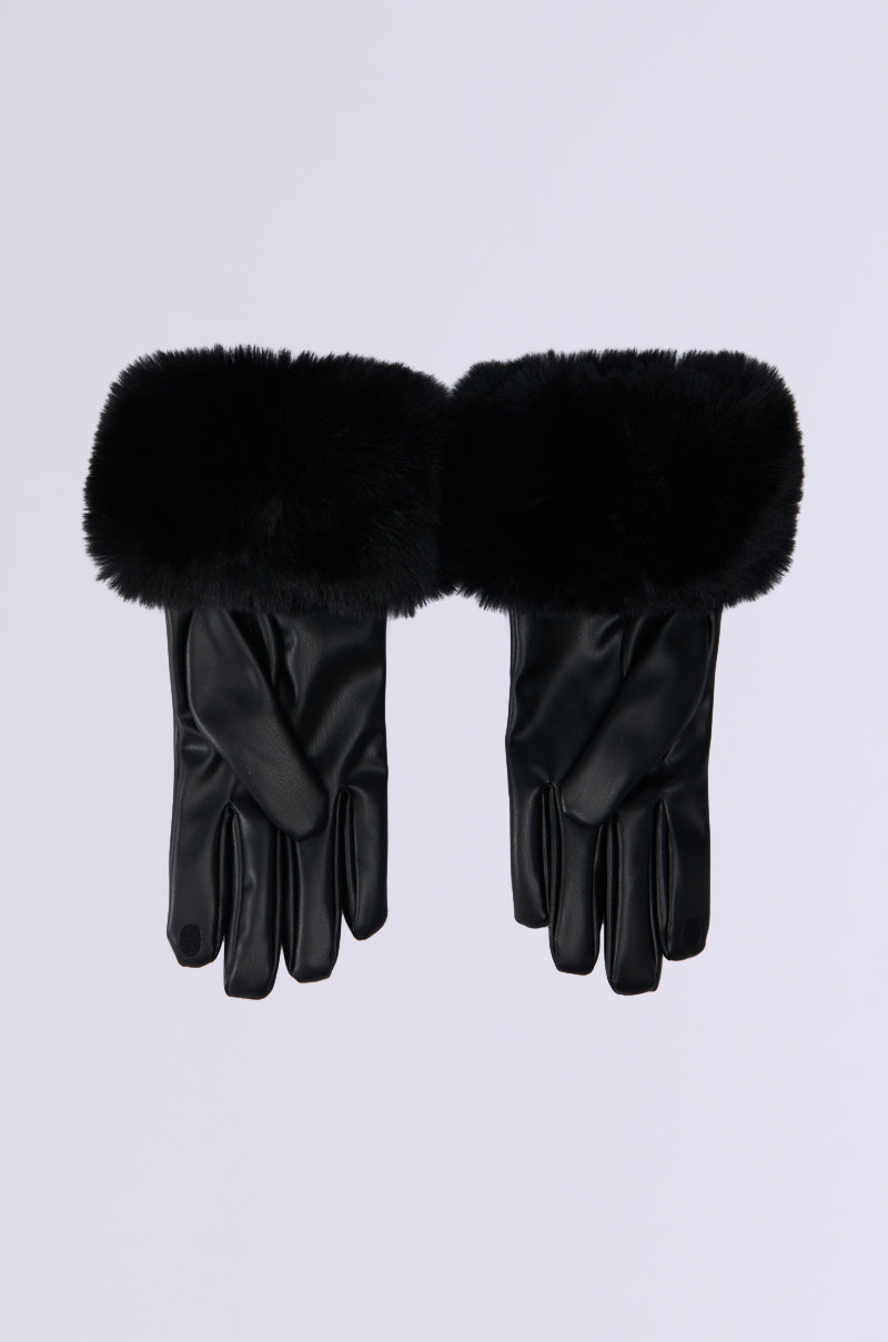 ALL I WANT IS MONEY FUR GLOVES IN BLACK