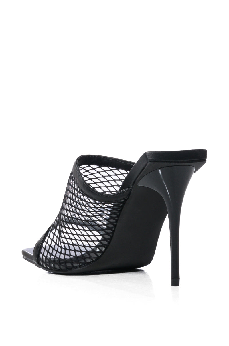 AZALEA WANG CLAUDIA MESH STILETTO SANDAL IN BLACK