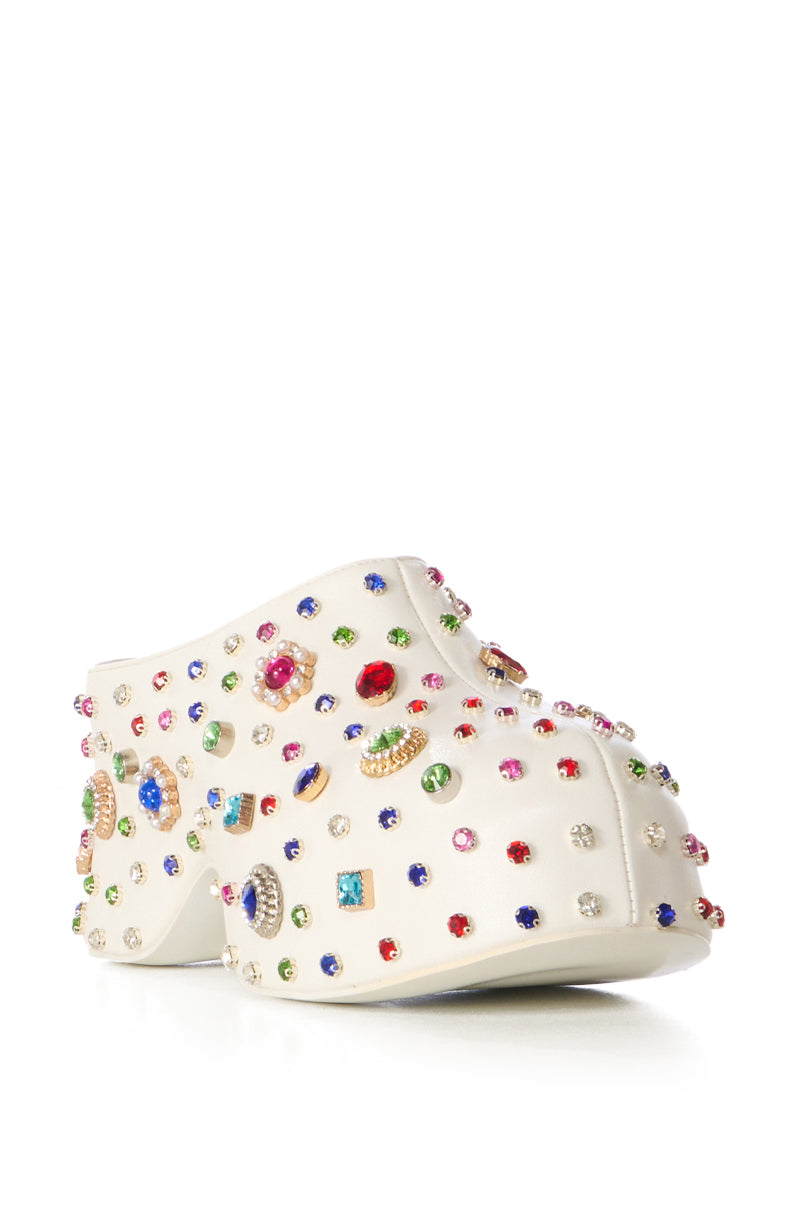 AZALEA WANG THURLOW WHITE EMBELLISHED CLOG