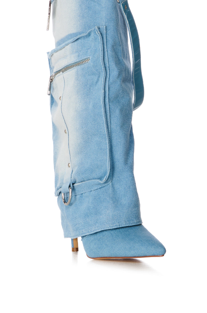 AZALEA WANG CAPALA DENIM FOLD OVER BOOT