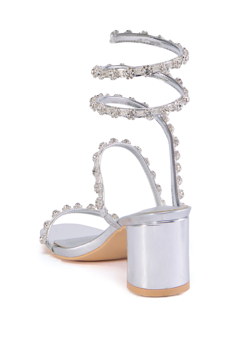 AZALEA WANG EMILIANO SILVER COIL WRAP SANDAL