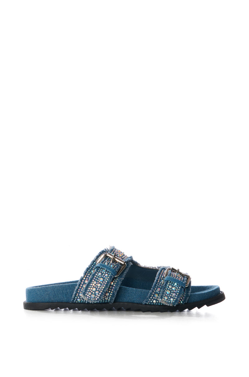 AZALEA WANG AVENTURA DENIM EMBELLISHED SANDAL