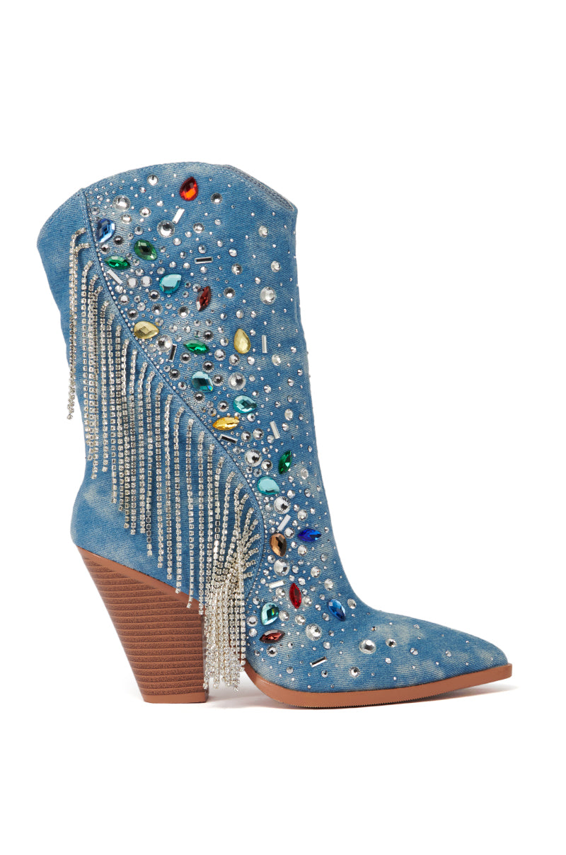 AZALEA WANG GAINES DENIM WESTERN BOOTIE