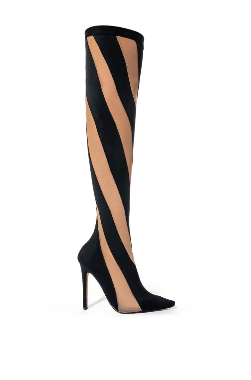 LILITH MESH THIGH HIGH BOOT IN BLACK