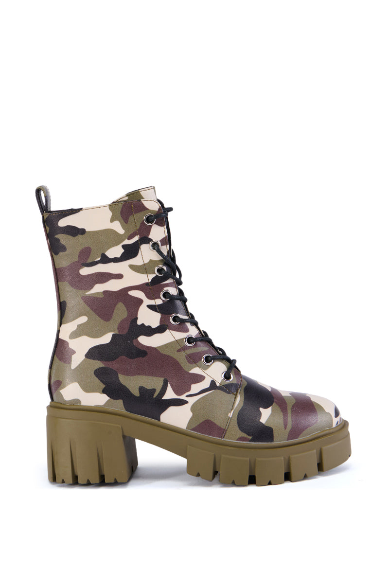 AZALEA WANG SAYONA CAMO COMBAT BOOTIE