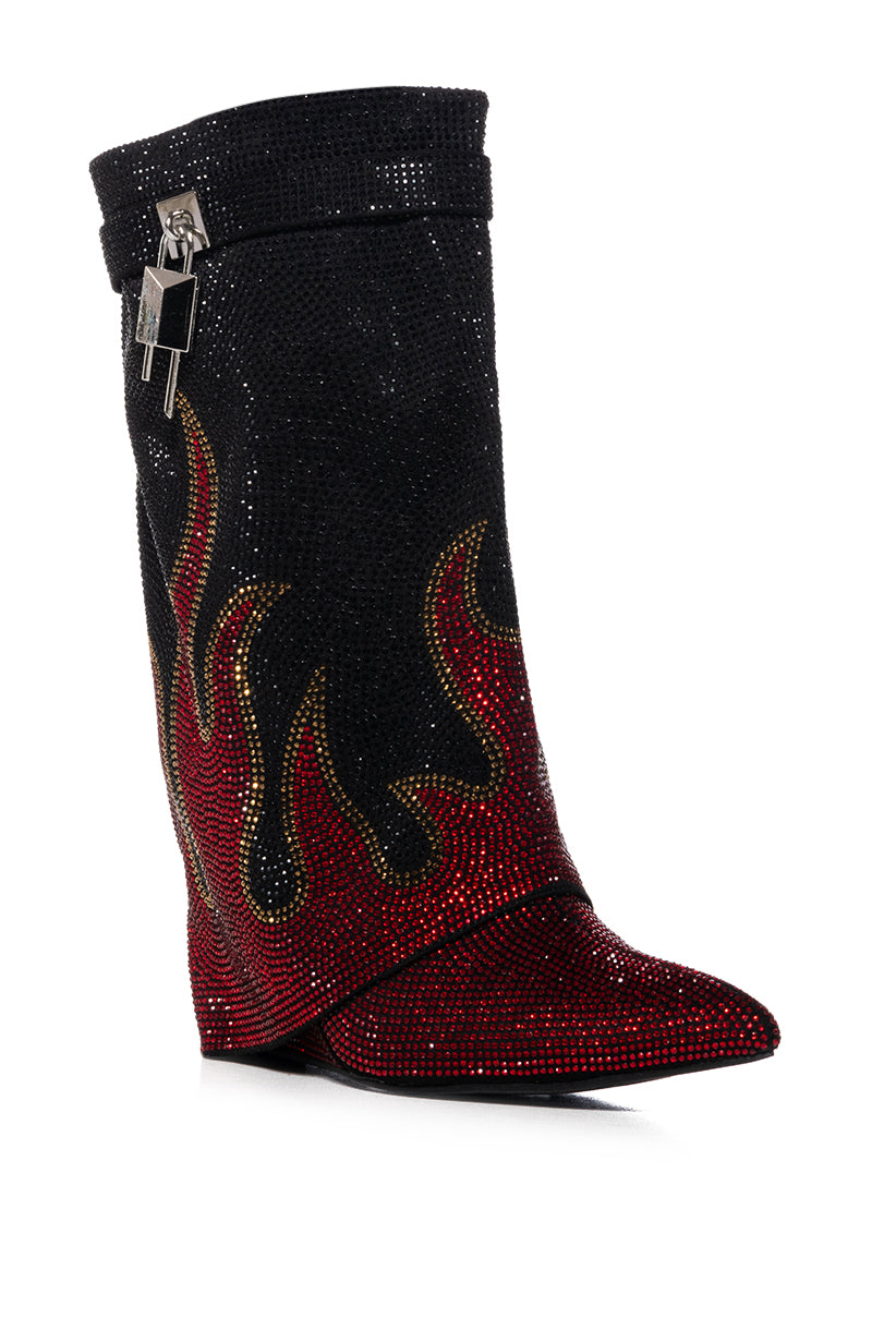 KIELA EMBELLISHED FLAME BOOTIE
