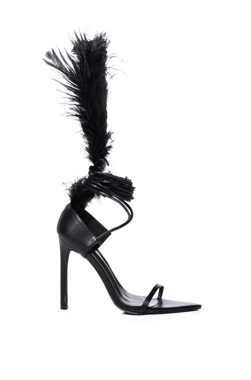 AZALEA WANG CLEASBY FEATHER SANDAL IN BLACK