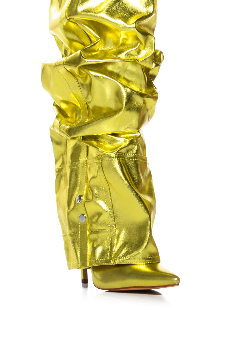 AZALEA WANG SUTTER YELLOW METALLIC PANT LOOK BOOT