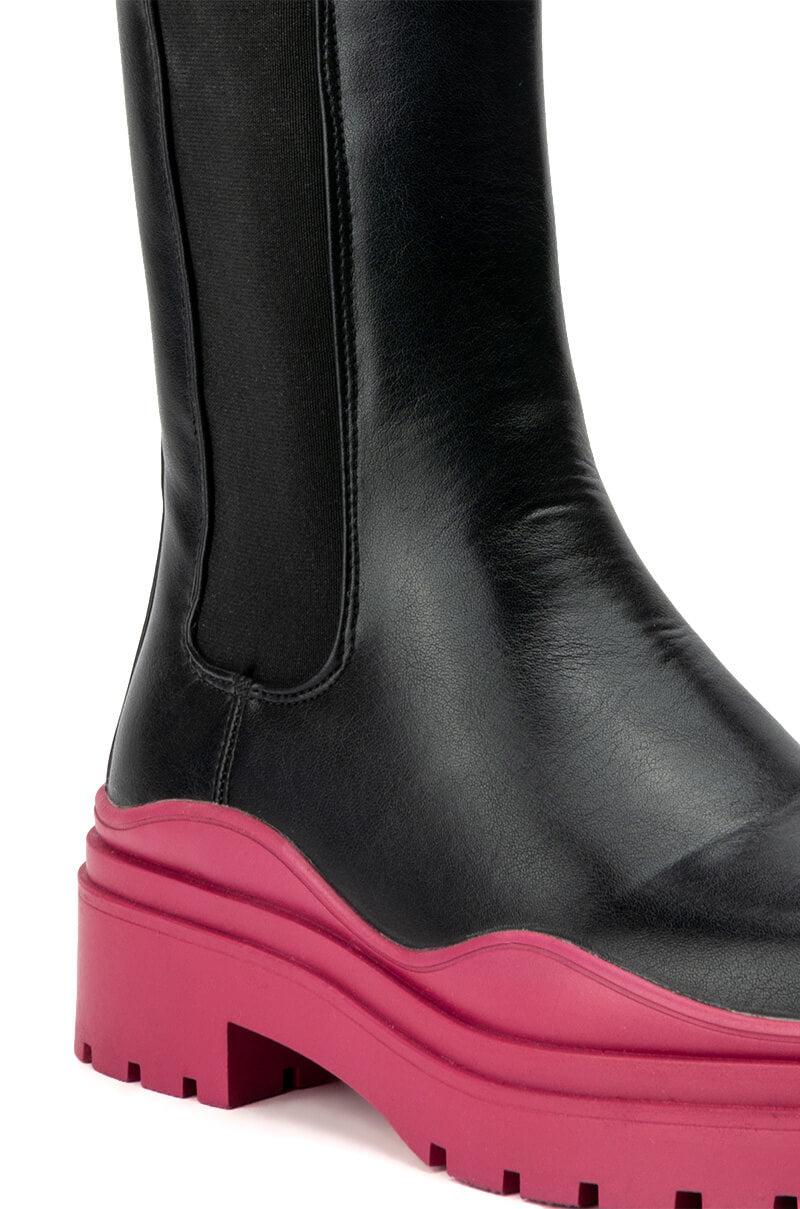 AZALEA WANG GHOSTED FLATFORM CHELSEA BOOT IN FUCHSIA