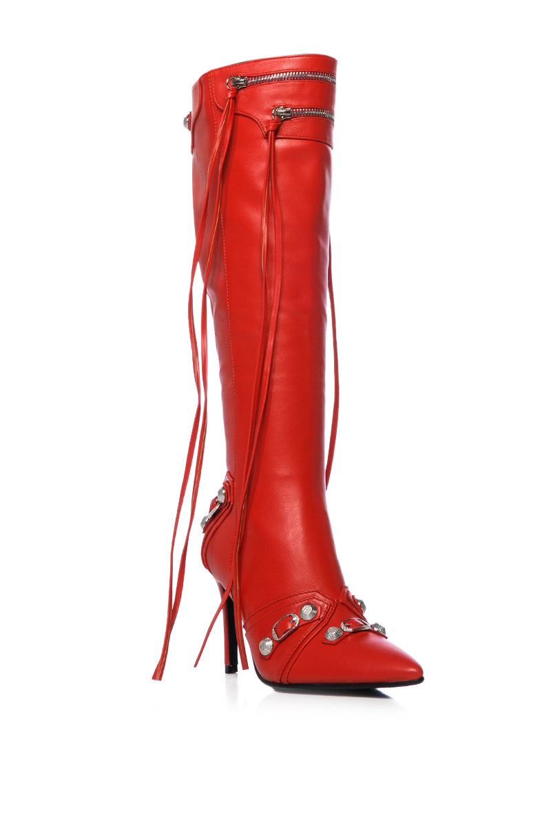 AZALEA WANG MAEVE STILETTO BOOT IN RED