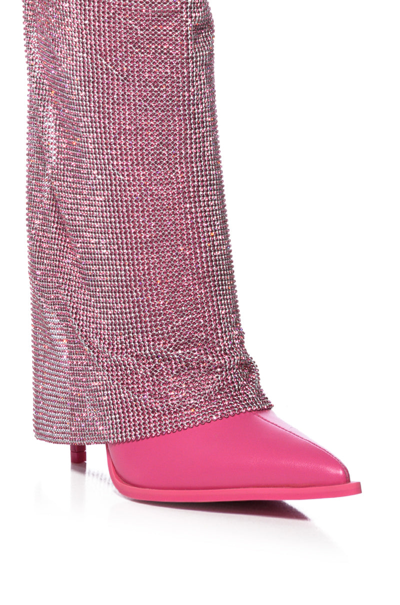 AZALEA WANG JACLYN EMBELLISHED STILETTO BOOT IN FUCHSIA