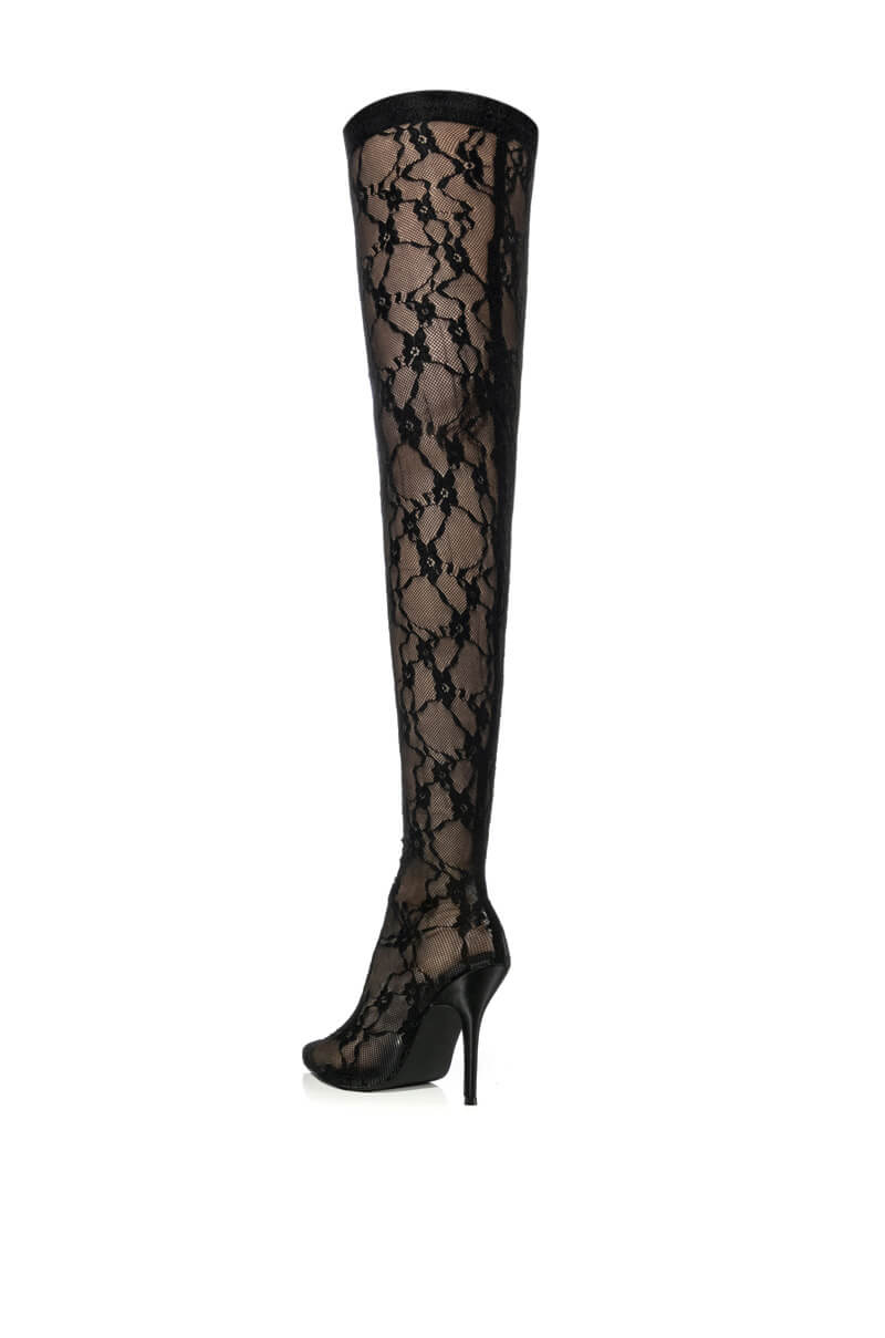 AZALEA WANG RIHANNA LACE BOOT IN BLACK