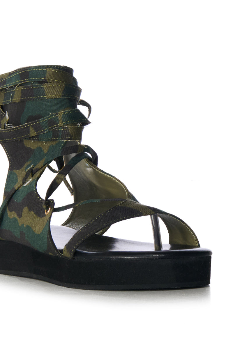 AZALEA WANG CALINA CAMO GLADIATOR SANDAL