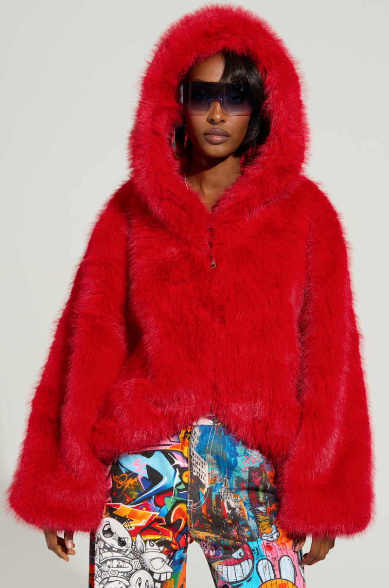 LOOK AT ME NOW HOODED FUR BOMBER