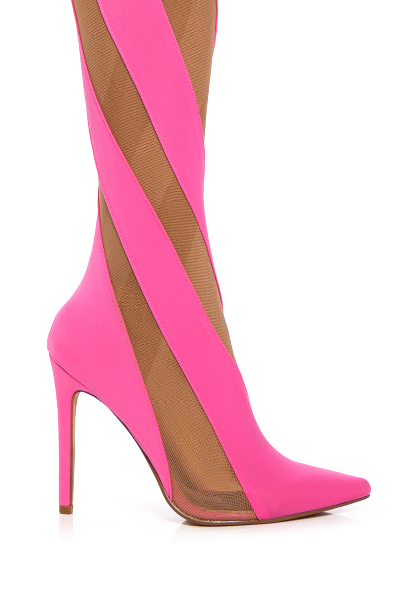 LILITH MESH THIGH HIGH BOOT IN PINK