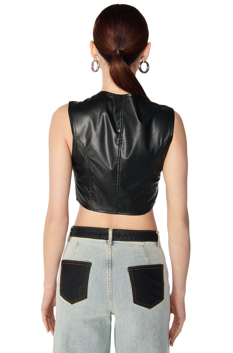 AYLA FAUX LEATHER CORSET TOP