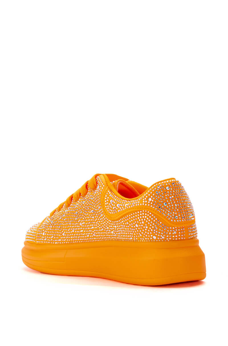 SIA EMBELLISHED SNEAKER IN ORANGE