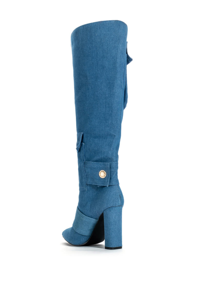JAMISEN BLUE CHUNKY BOOT IN DENIM