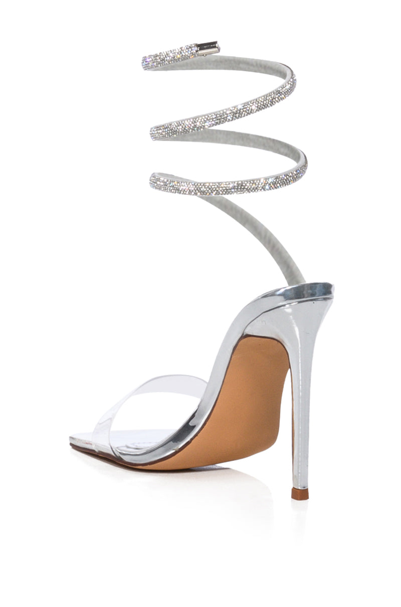 AZALEA WANG CALLA EMBELLISHED STILETTO SANDAL IN SILVER