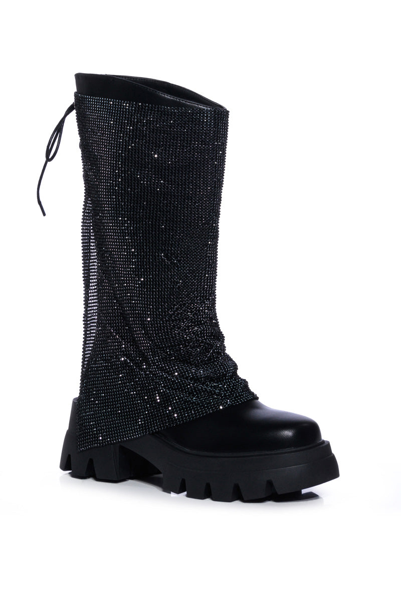 AZALEA WANG BLOOMFIELD EMBELLISHED BOOT IN BLACK