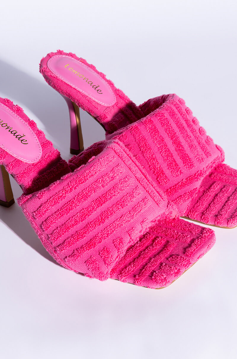 TERRY CLOTH STILETTO MULE IN PINK
