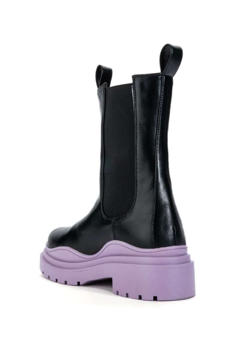 AZALEA WANG GHOSTED FLATFORM CHELSEA BOOT IN PURPLE