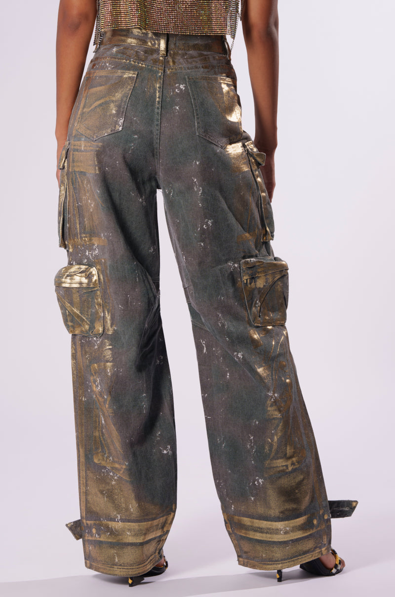 WAITING TIL NEXT YEAR METALLIC DENIM PANT