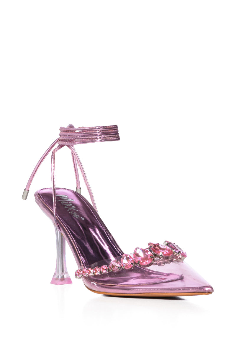 GENTLE WHISPER EMBELLISHED PVC PUMP IN PINK