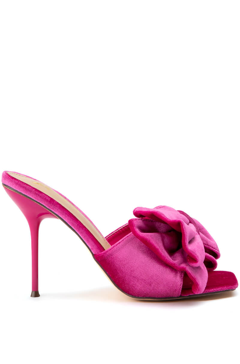 DEBORAH VELVET MULE WITH BOW IN PINK