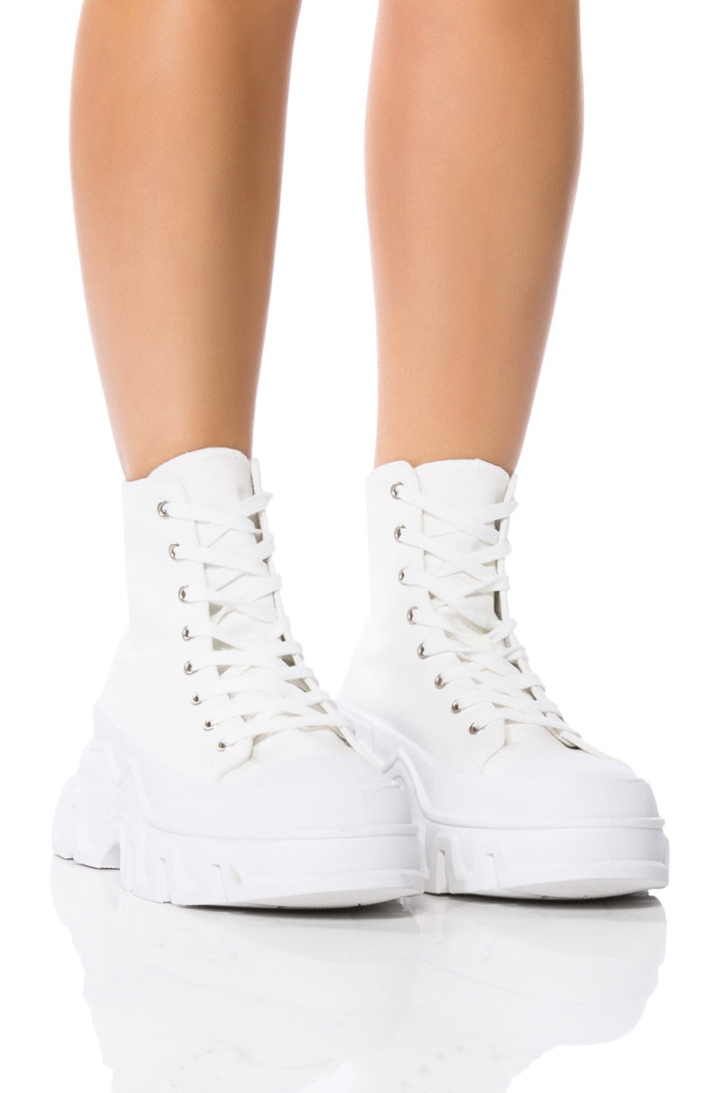 AZALEA WANG CHANEY HIGH TOP SNEAKER IN WHITE