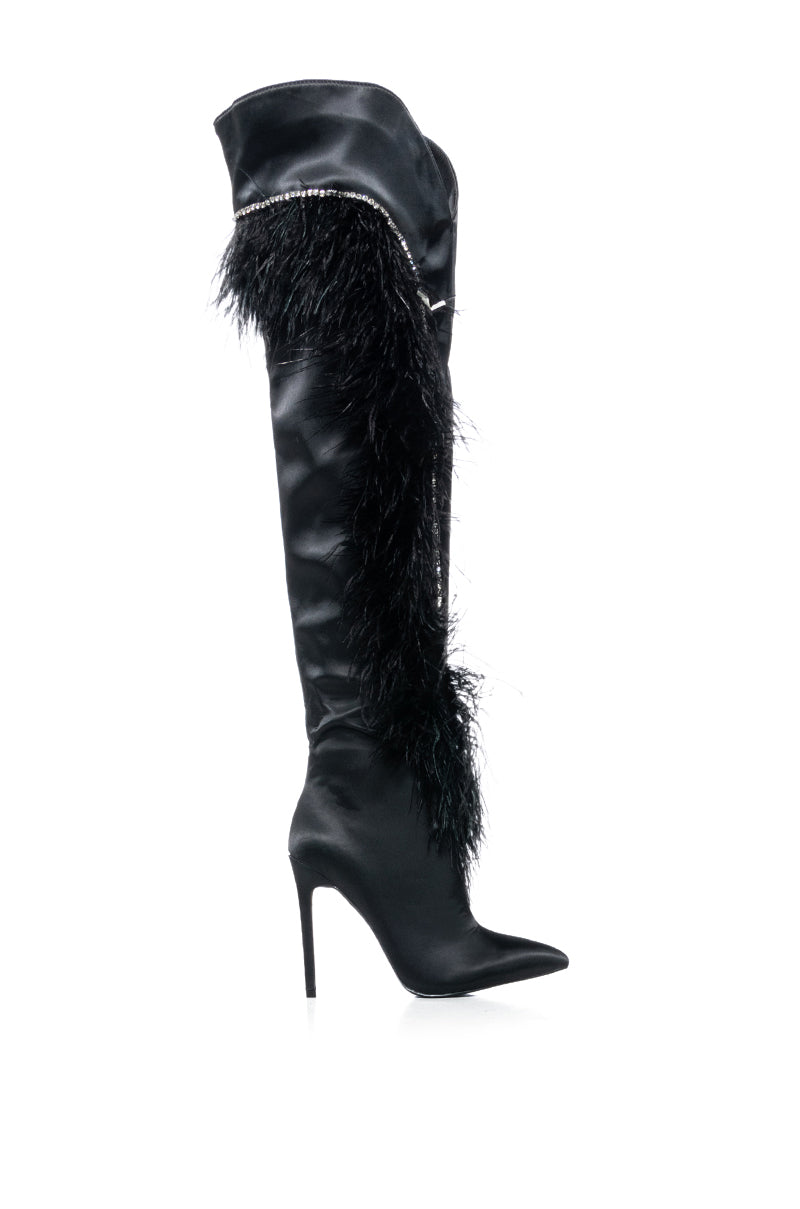 AZALEA WANG AOIFE BLACK FEATHER BOOT