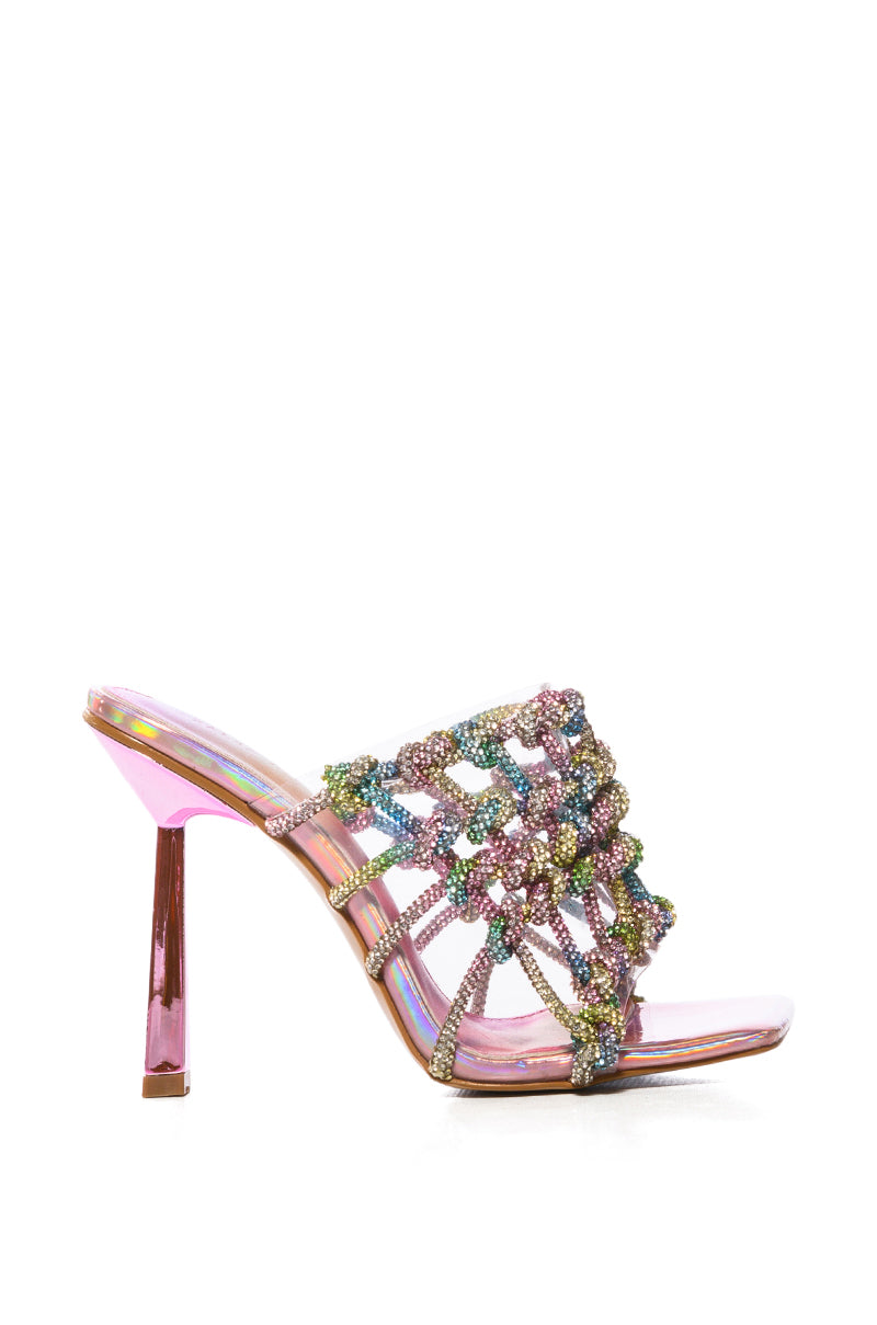 AZALEA WANG SNOWDROP EMBELLISHED KNOT WEB SANDAL IN MULTI