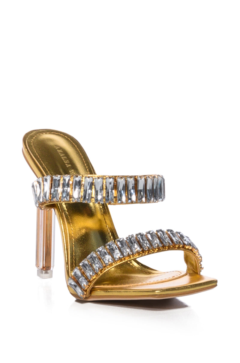 AZALEA WANG HURLEY EMBELLISHED STILETTO SANDAL IN GOLD