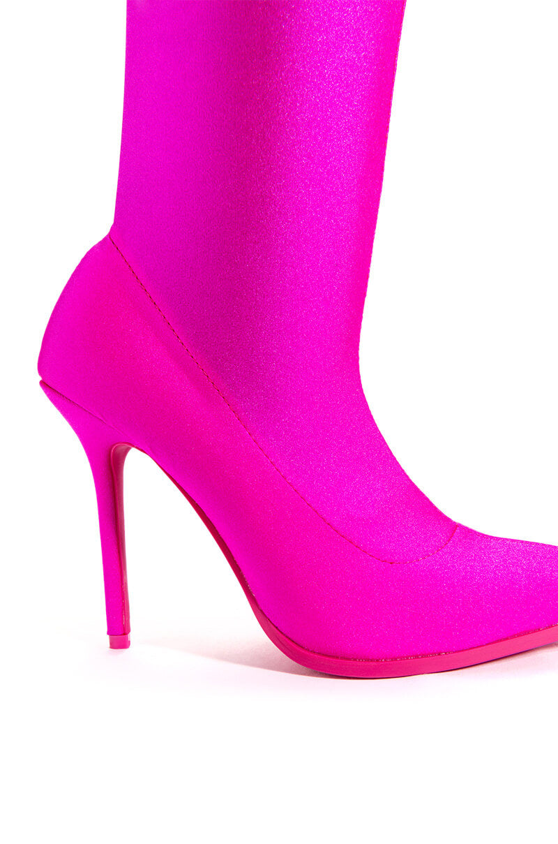 AZALEA WANG SERENITY STRETCH BOOTIE IN PINKDISCO